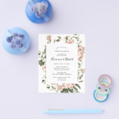 Budget Pink Floral Post Hochzeit Einladung Flyer (Einzeln)