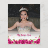 Budget Pink Floral Quinceañera Foto Vielen Dank (Rückseite)