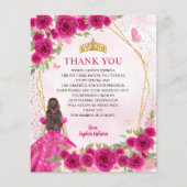 Budget Pink Floral Quinceañera Foto Vielen Dank (Vorderseite)