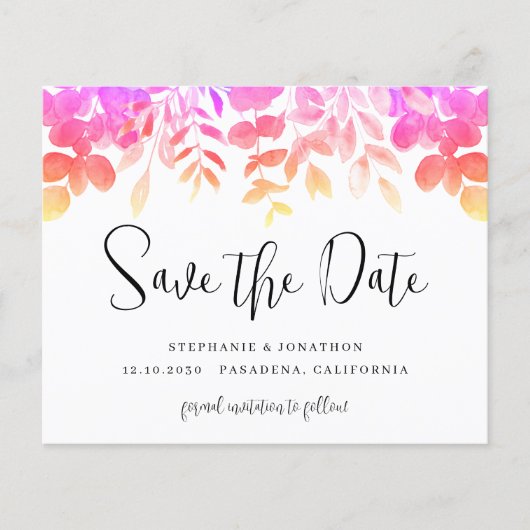 Budget Pink Floral Save the Date (Vorderseite)