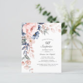 Budget Pink Floral Script 60. Geburtstag Einladung (Stehend Vorderseite)