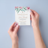 Budget pink florale elegante Taufeinladung Flyer (Gruppe)