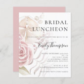 Budget Pink Florals Brautparty Luncheon Einladung (Vorne/Hinten)