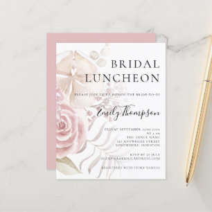 Budget Pink Florals Brautparty Luncheon Einladung