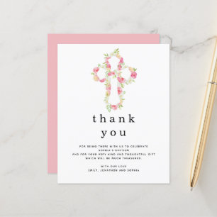 Budget Pink Florals Cross Baptisk Vielen Dank