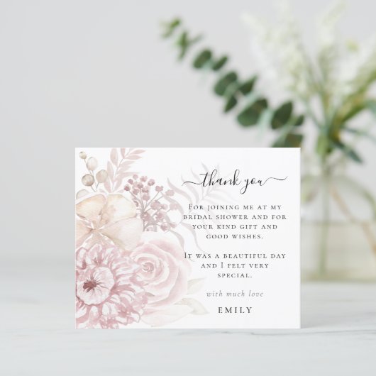 Budget Pink Florals Foto Brautparty Vielen Dank (Stehend Vorderseite)