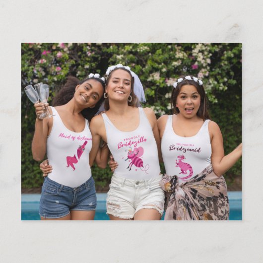 Budget Pink Florals Foto Brautparty Vielen Dank (Rückseite)