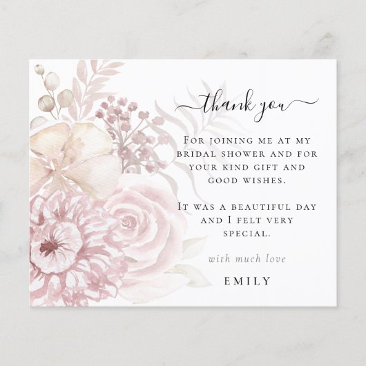 Budget Pink Florals Foto Brautparty Vielen Dank (Vorderseite)