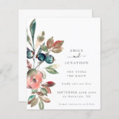 Budget Pink Florals Hochzeit speichern das Datum (Vorne/Hinten)