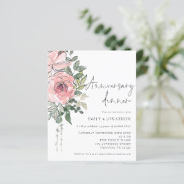 Budget Pink Florals Jubiläumsessen Einladung