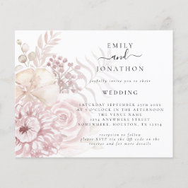 Budget Pink Florals QR Code Hochzeitsempfehlung