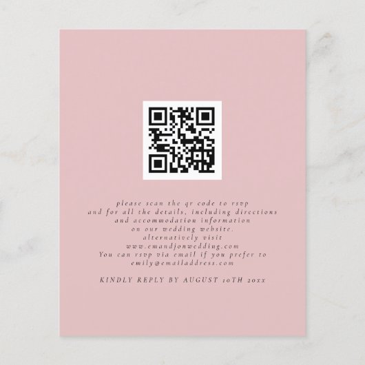 Budget Pink Florals QR Code Hochzeitsempfehlung (Rückseite)