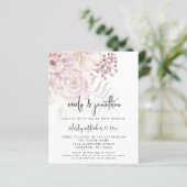 Budget Pink Florals Script QR Code Wedite Einladun (Stehend Vorderseite)