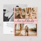 Budget Pink Foto Collage Hochzeit Danke Karte (Vorne/Hinten)