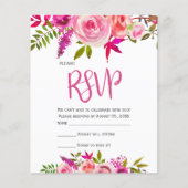 Budget Pink Fuchsia Botanical Floral Wedding RSVP (Vorderseite)