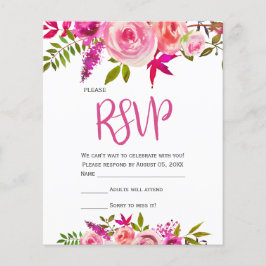 Budget Pink Fuchsia Botanical Floral Wedding RSVP