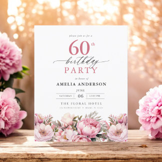 Budget Pink Garden Floral 60. Geburtstag Einladung