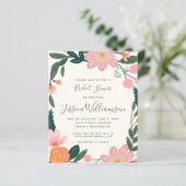 Budget Pink Garden Floral Brautparty Einladung (Stehend Vorderseite)