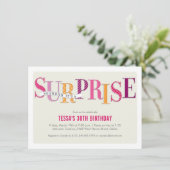 Budget Pink Gemustert Überraschung Party Einladung (Stehend Vorderseite)