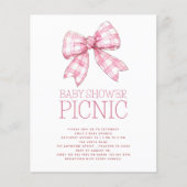 Budget Pink Gingham Bow Baby Shower Picnic (Vorderseite)