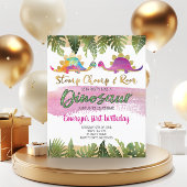 Budget Pink Girl Dinosaur Geburtstag Einladung