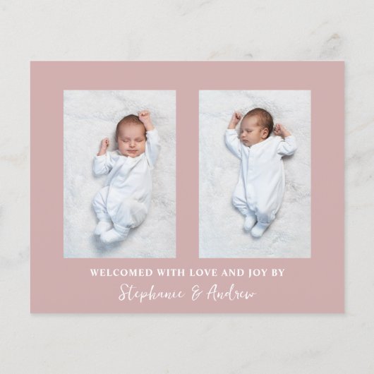 Budget Pink Girl Drei-Foto-Geburtserklärung (Rückseite)