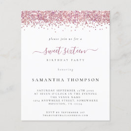 Budget Pink Glitzer 16 . Geburtstag Einladung