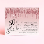 Budget Pink Glitzer 50. Geburtstagsparty Einladung<br><div class="desc">Elegante,  schicke und preisgünstige 50. Geburtstagsfeier mit "50 & Fabulous" in stilvoller Schrift auf einem ombre rosa Hintergrund,  mit Rosa und Rose Gold Imitate Glitzer tropfen. Sie können mit ihrem Namen und den Party-Details personalisieren.</div>