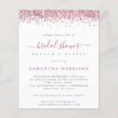 Budget Pink Glitzer Brautparty Einladung (Vorderseite)
