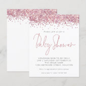 Budget Pink Glitzer Kinderdusche Einladung (Vorne/Hinten)