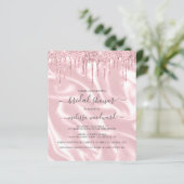 Budget Pink Glitzer Satin Brautparty Einladung (Stehend Vorderseite)