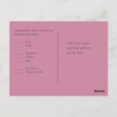 BUDGET Pink Glitzer Wedding RSVP Postkarte (Rückseite)