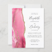 Budget Pink Gold Agate Moderne Hochzeit Einladung (Vorderseite)