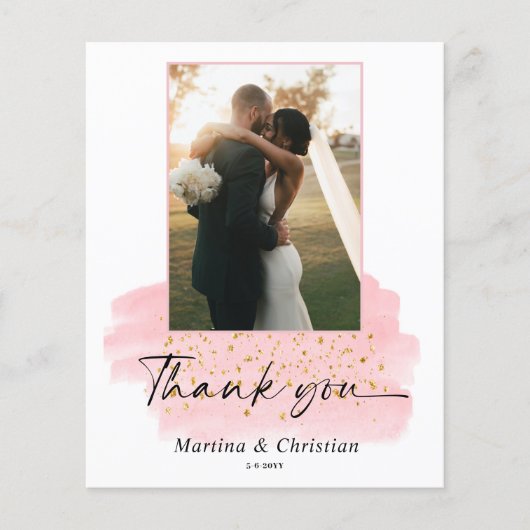 Budget Pink Gold Brush Wedding (Vorderseite)