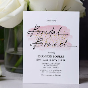 Budget Pink Gold Elegant Bridal Brunch Einladung