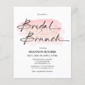 Budget Pink Gold Elegant Bridal Brunch Einladung (Vorderseite)