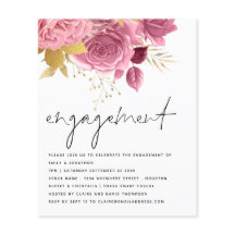 Budget Pink Gold Florals Engagement Party einladen