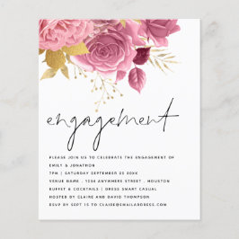 Budget Pink Gold Florals Engagement Party einladen