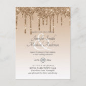 Budget Pink Gold Glitzer Dripping WEDING INVITE Postkarte (Vorderseite)