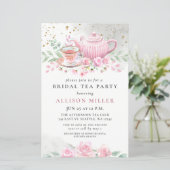 Budget Pink Gold Tee Party Brautparty Einladung (Stehend Vorderseite)