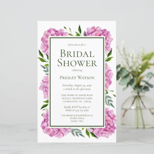 Budget Pink Hydrangeas Brautparty (Stehend Vorderseite)