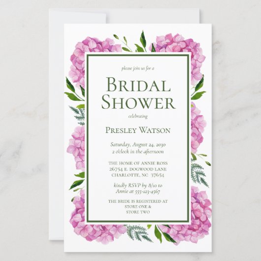 Budget Pink Hydrangeas Brautparty (Vorderseite)