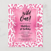 Budget Pink Leopard Wild Einladungen zum 1. Geburt (Vorderseite)