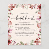 Budget Pink Magenta Flora Bridal Brunch Einladung (Vorderseite)