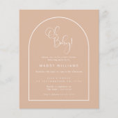 Budget Pink Minimalistisch Script Arch Oh Baby Dus (Vorderseite)
