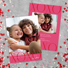 Budget Pink Modernes XOXO Foto Valentinstag Feiertagskarte