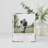 Budget Pink Navy Foto Save the Date Karte (Stehend Vorderseite)