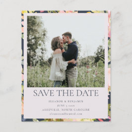 Budget Pink Navy Foto Save the Date Karte