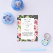 Budget Pink & Peach Floral & Grüne Hochzeit Grau Flyer (Einzeln)