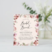 Budget Pink Peach Florals Bridal Brunch Einladung (Stehend Vorderseite)